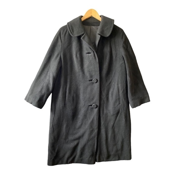 Women’s 100 percent Black Cashmere Overcoat Size M - Picture 2 of 16